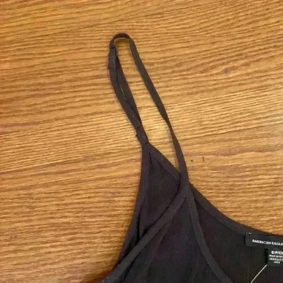 American Eagle Flowy Black Tank Lace Up Spaghetti Straps NWOT Size Small - Picture 4 of 8